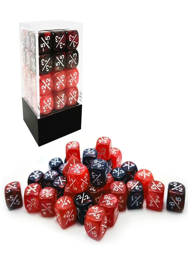 BESCON 36pcs 12mm Positive and Negative Dice Counters Marble Red+Gemini Red&Black Set, Small Token Loyalty Compatible With MTG, CCG, Card Games - Image 3